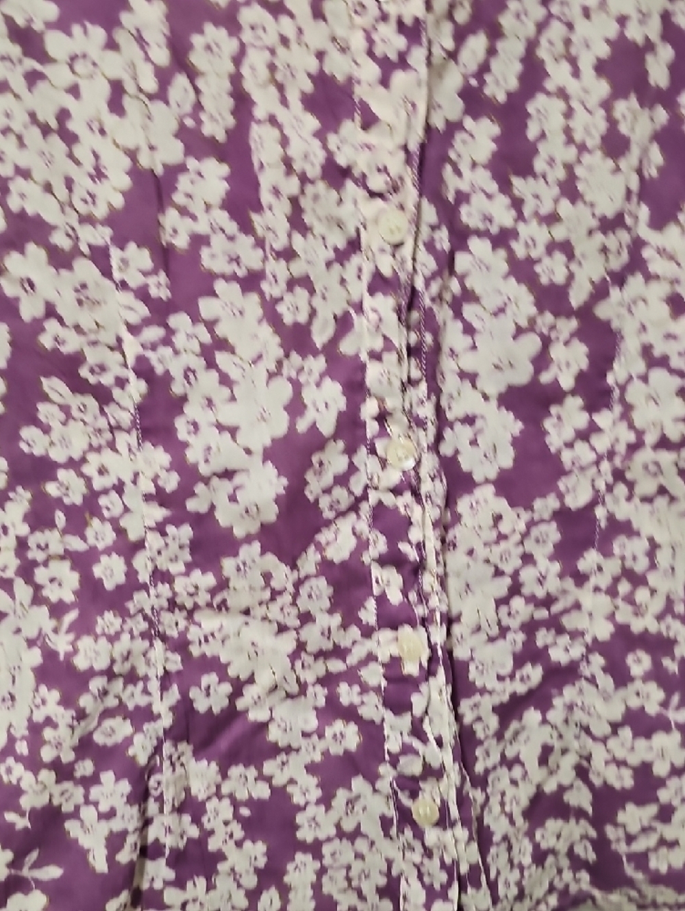 EUC Vintage Charlotte Russe Purple Floral Lace-Trim Button Front 100% Cotton - Picture 6 of 13